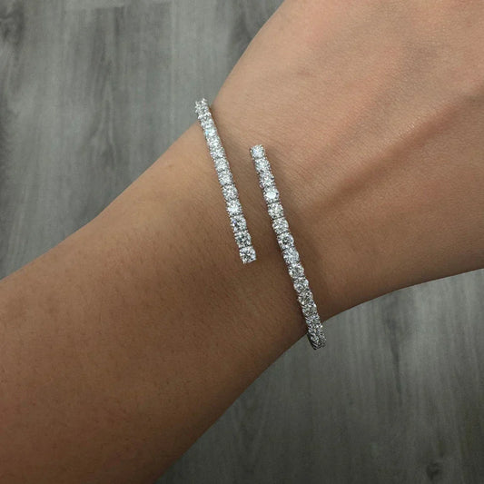 Bracelet jonc ouvert de tennis en moissanite certifié 3 mm, tout en moissanite, argent S925, bracelets manchettes en diamant de laboratoire étincelants pour femmes, bijoux fins