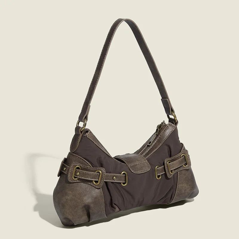 Vintage Rivet Armpit Bag Small PU Leather Shoulder Bags for Women Handbag Female Luxury Design Ladies Hand Bags Bolsa