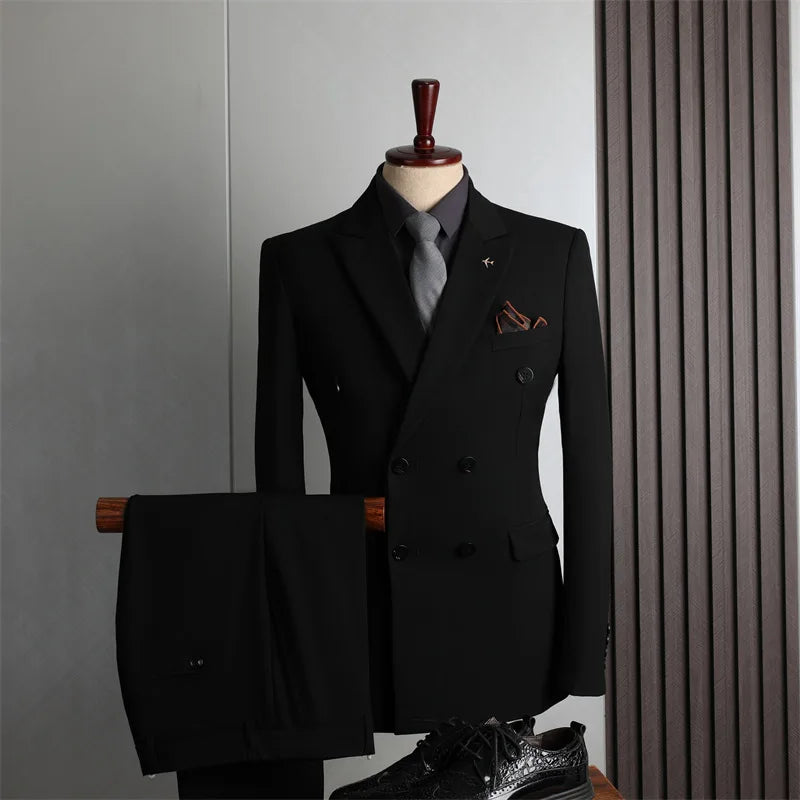 Classic Men Suit Sets Wedding Banquet Groomsman High Quality Blazer Pants 2 Pieces Evening Prom Male Leisure Slim Fit Outfits