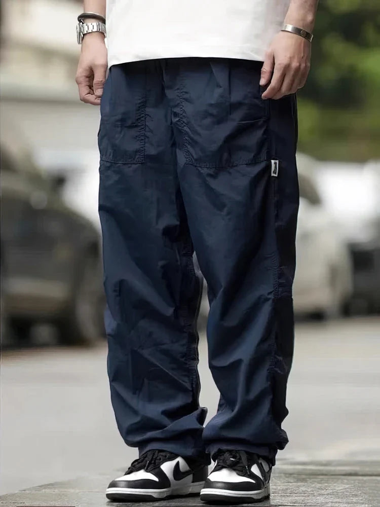 Outdoor Waterproof Parachute Pants Men Casual Baggy Wide leg Motorcycle Pants Streetwear Sport Jogger Sweatpants Trousers