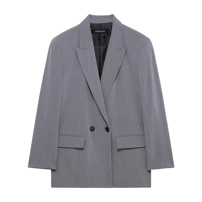 Women's Black Blazer New In Jackets Office Casual Long Blazer Woman Spring 2025 Long Sleeve Oversized Solid Blazer 088