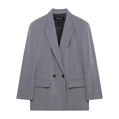 Women's Black Blazer New In Jackets Office Casual Long Blazer Woman Spring 2025 Long Sleeve Oversized Solid Blazer 088