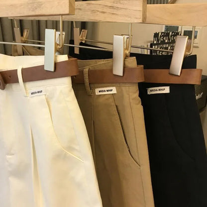 Summer New Wide Leg Shorts Thin Cotton A-frame Shorts Office Ladies Classic Loose Casual Zipper Shorts for Women