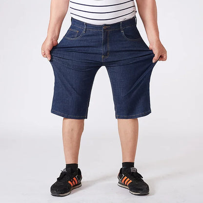 Men Extra Large Size Shorts Knee-length Summer Breeches Denim 2024 Male Bermuda Classic Stretch Plus Size Big 8XL Men Short Jean