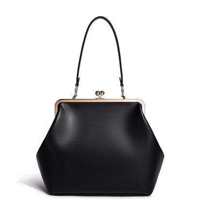 Fashion Large Kisslock Clip Shell Clutch Bag  Designer Women Handbags Luxury Soft Pu Leather Shoulder Bags Elegant Party Bag2026