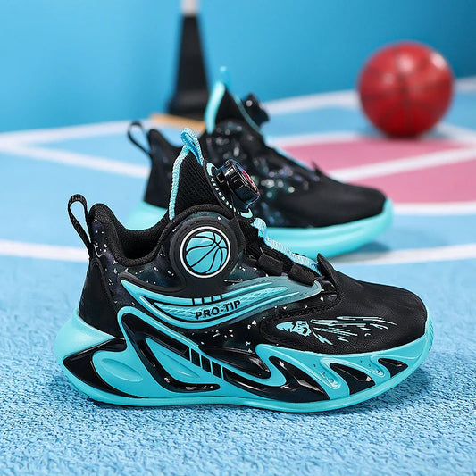 A pair of children's four-season leather high-top basketball shoes, wear-resistant basketball shoes, sizes 31-40，YZ-L833