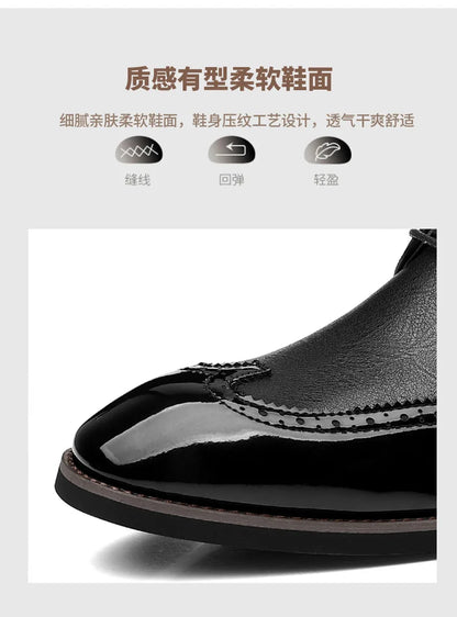 New Designer Business Leather Shoes for Men Color Match Lace Designer Casual Shoes Male Spring Autumn New Dress Brogue Shoe Man