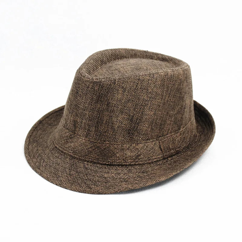 Summer Fedoras for Men Middle old aged Cap Linen Panama Solid  Jazz Hat Cowboy  Men's Women's  British Party Sun Hat