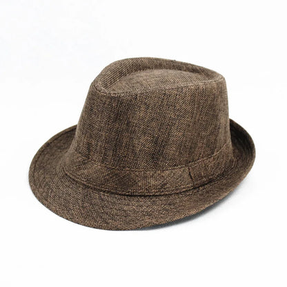 Summer Fedoras for Men Middle old aged Cap Linen Panama Solid  Jazz Hat Cowboy  Men's Women's  British Party Sun Hat