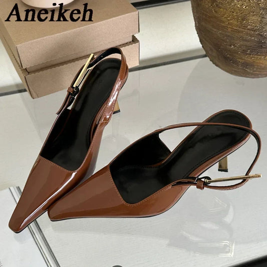 2025 Summer New Band Women Pumps Shoes Fashion Shallow Slip On Slingback Sandals Thin High Heel Dress Sexy Pumps Shoes