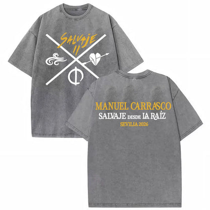 Manuel Carrasco Salvaje Desde Ia Raiz 2026 Vintage Washed T-shirt Men Women Fashion Hip Hop Punk 100% Cotton T Shirts Streetwear