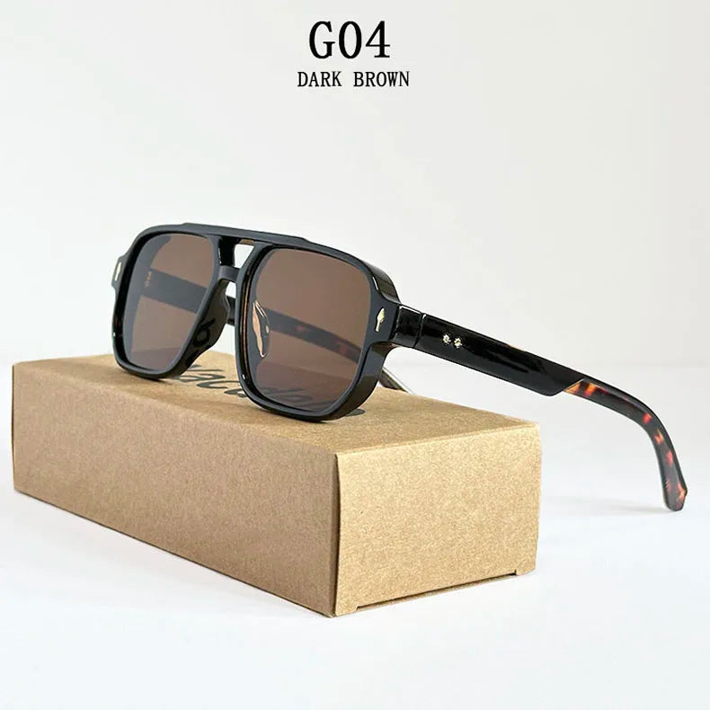 Square Sunglass Men Retro Vacation Yellow Sunglasses Women Trendy Vintage Fashion Glasses Luxury Gafas De Sol Hombre Zonnebril