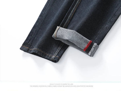 Japanese Handmade Embroidered Jeans Men's Pure Cotton Straight Tube Hip-Hop Popular Slim Red Ears Show Thin Trousers Devil Big M