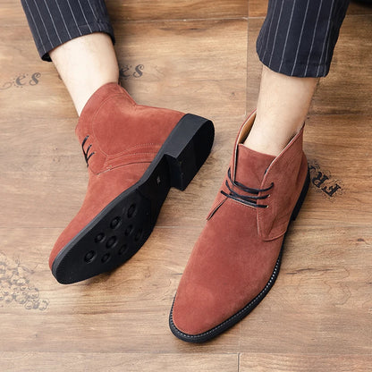Leather Men Ankle Chelsea Boots Men Work Shoes Pointed Toe Leisure Boots for Male Casual Motorcycle Boots Botas Plus Size 38-48