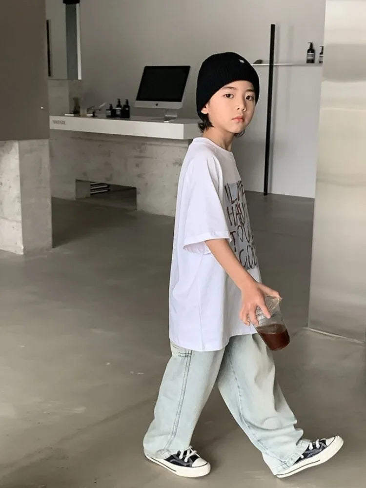 2026 Summer New Boys' Short Sleeved T-Shirt Cotton Baby Boy Summer Casual Tops Stylish Design