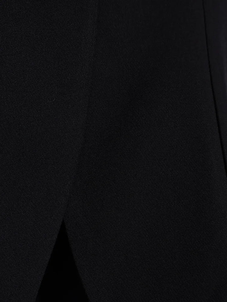 French Style Elegant Retro Stand Collar Black Suit Autumn Winter New Temperament Commute Puff Sleeve Slim Female Coat Tops Trend