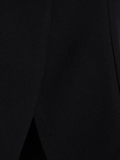 French Style Elegant Retro Stand Collar Black Suit Autumn Winter New Temperament Commute Puff Sleeve Slim Female Coat Tops Trend