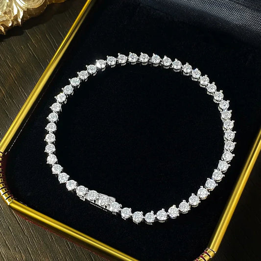 Bracelet de tennis en moissanite à 3 griffes, 3 mm, certifié GRA, en argent sterling 925, bracelets pour femmes et hommes