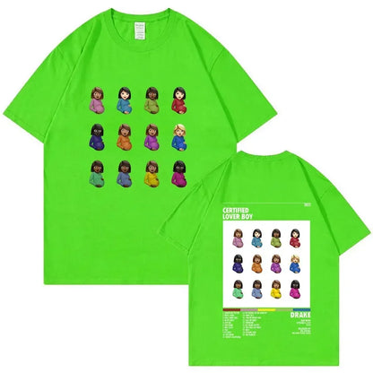 Rapper Drake Certified Lover Boy Album Print Graphic T Shirt Unisex Hip Hop Fashion T-shirt Men's 100% Cotton Oversized T-shirts