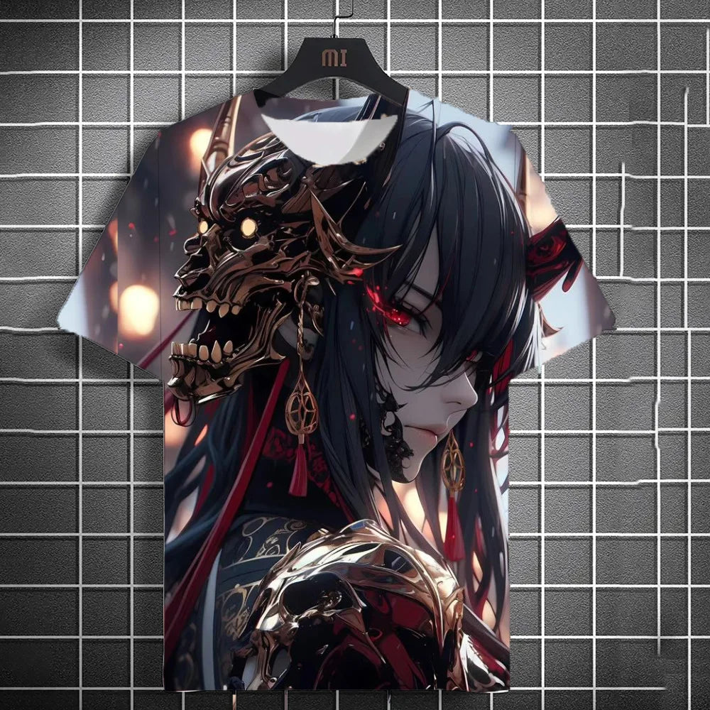 Japanese Style Samurai Katana Girl T-Shirts 3D Print Personality Anime T shirt Men/Women Short Sleeve Top Fashion Men's Clothes