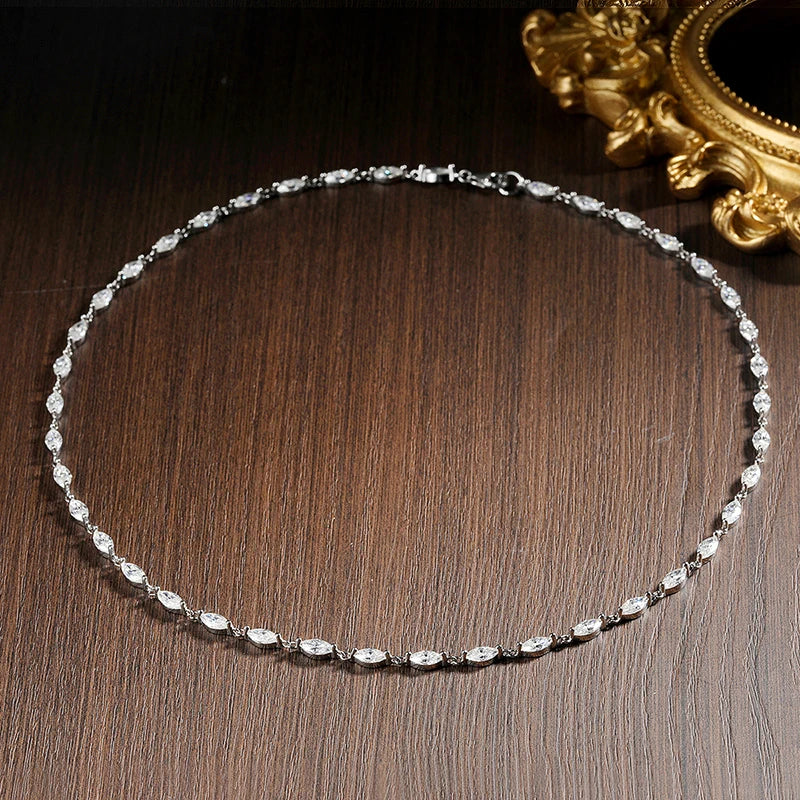 14.35-19ct Marquise Cut Moissanite Tennis Necklaces for Women Wedding Jewelry s925 Silver Authentic Moissanite Necklace