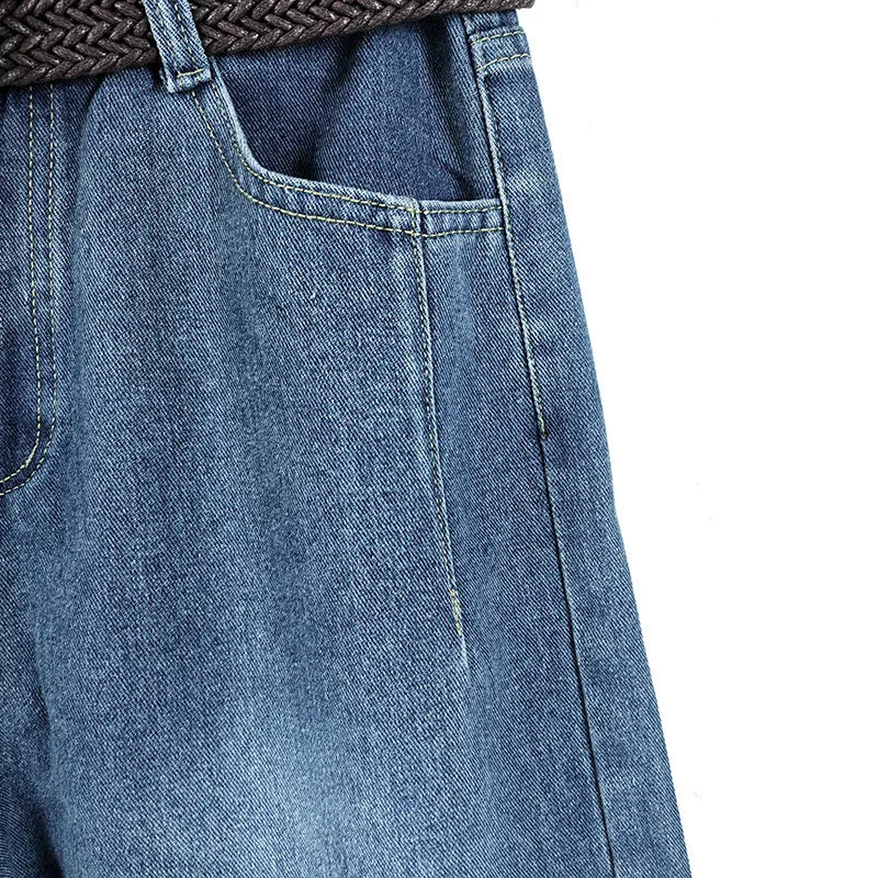 Capris Jeans Loose Women's Shorts Baggy Summer Clothes Korean Dongdaemun 2025 Woman Clothing Blue Big Size Hanbok Pants Short