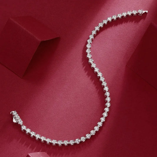 Bracelet Tennis Étincelant Moissanite D Couleur 0,03ct 2mm pour Femme Fille Bijoux Fins Bracelets Maillons en Argent S925 avec Diamants