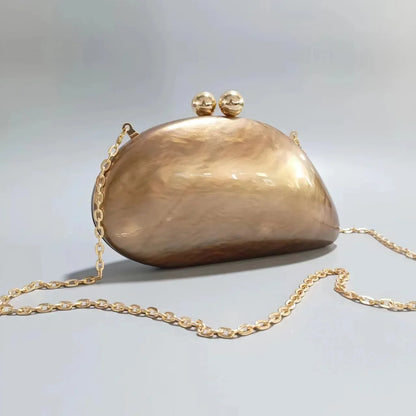 shell shape clutch bag women designer evening party cute purse new green gold purple ivory handbag High Quality