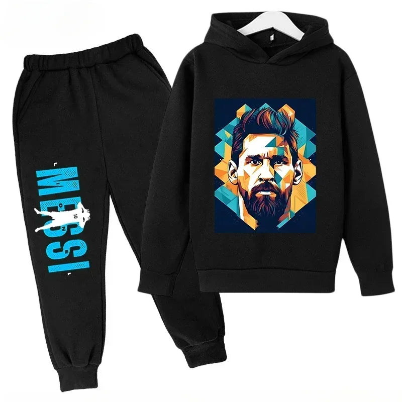 Messi Print Children's Set Sports Hoodie Pants Suit 2pcs Set Boys Girls Baby Kid Clothing Casual Fashion Autumn Winter sportsuit