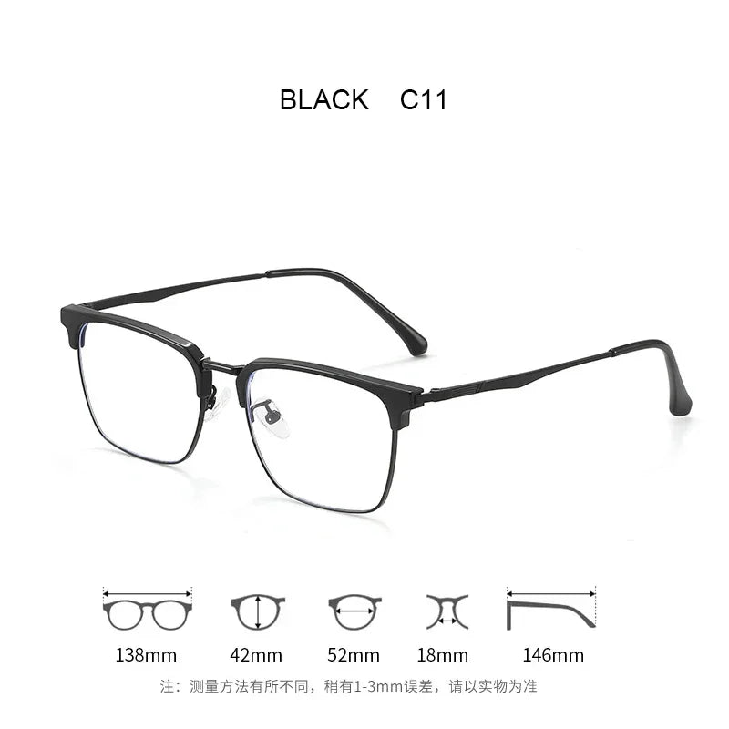 Men's Classic Business Eyeglasses Frames Anti-Blue Light Reading Glasses Myopia Hyperopia Customizable Prescription KE001