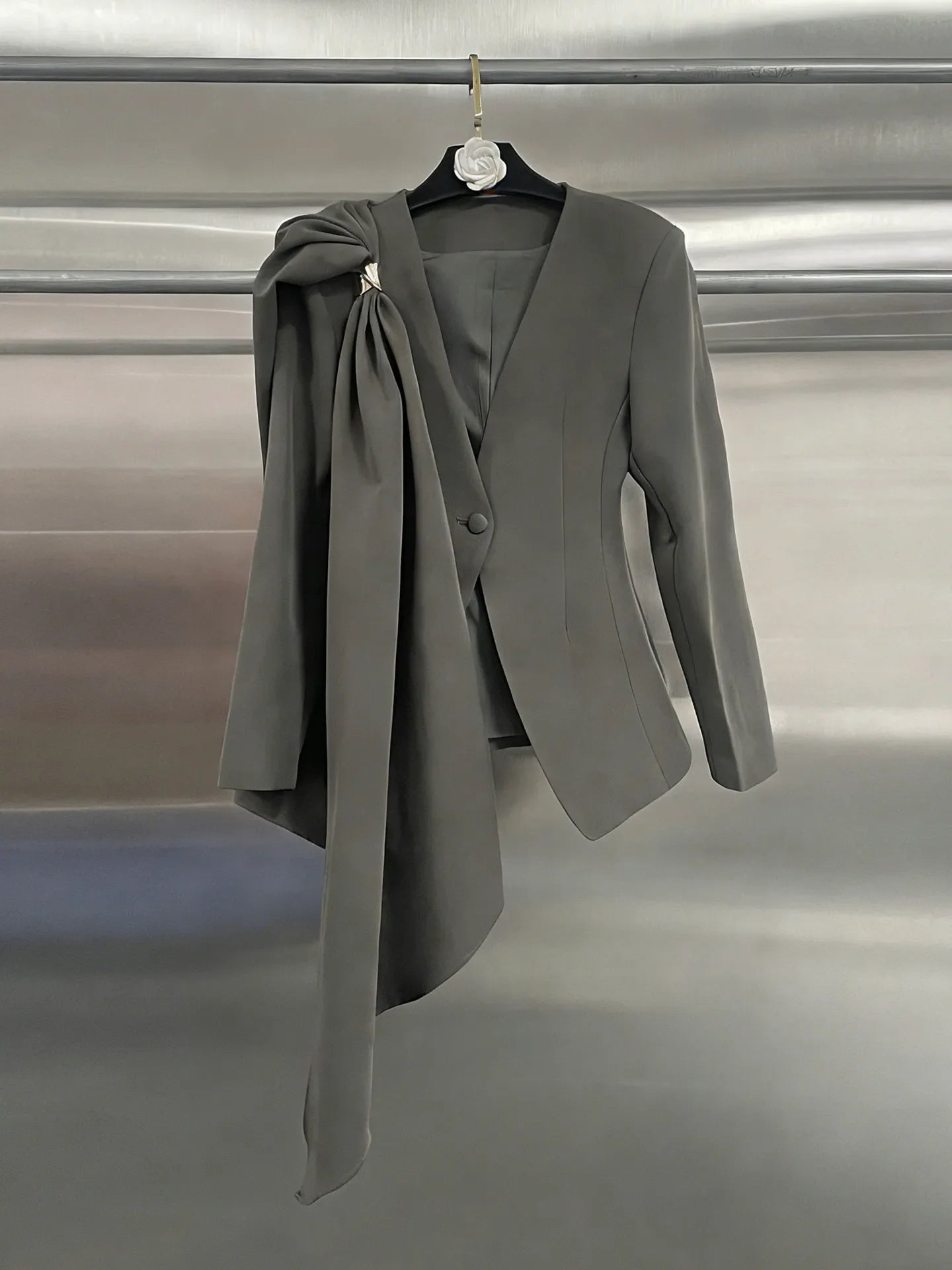 Elegant Waist-Tie Blazer Jacket Women Bowknot Office Suit Top Chic Designer Small Brand Fashion Outerwear