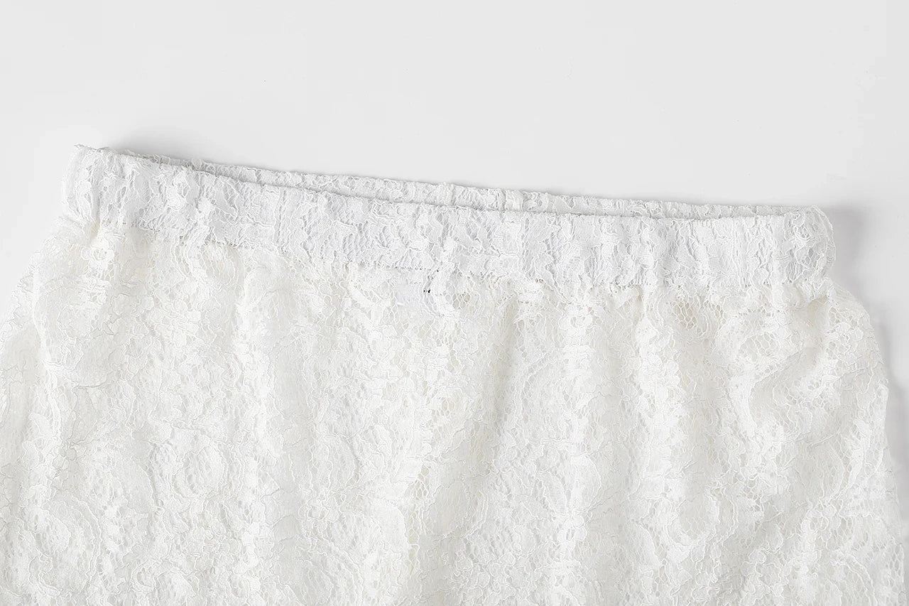 Lace Jacquard Transperant Skirt Women Summer New High Waist Sexy Casual Long Skirts 2025 Streetwear Fashion White Maxi Skirt