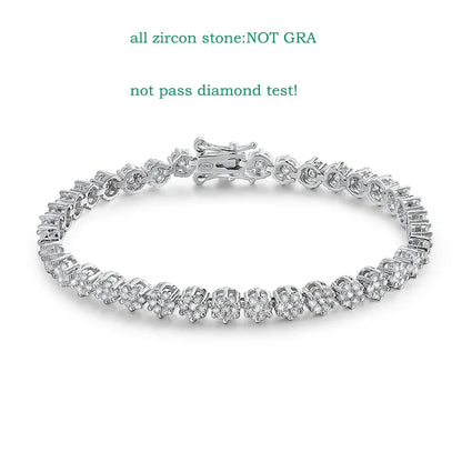 Brilliant Cut Flower Moissanite Tennis Bracelet for Women 1.5mm Gem Full Diamond 925 Sterling Silver Plated 18K Jewelry