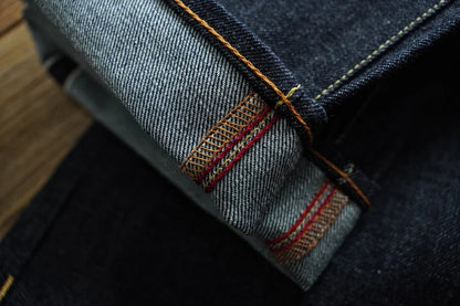 Mens Jeans Selvedge Denim Jeans for Man Silver Button Loose Fit Handmade 15 Oz