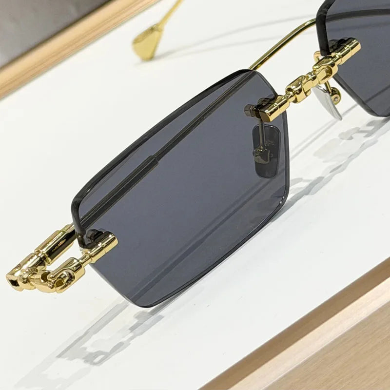 Fashion Street Design Sunglasses H61 Germany Rimless Square Men Women Classical UV400 High Quality Optical Glassses with Case