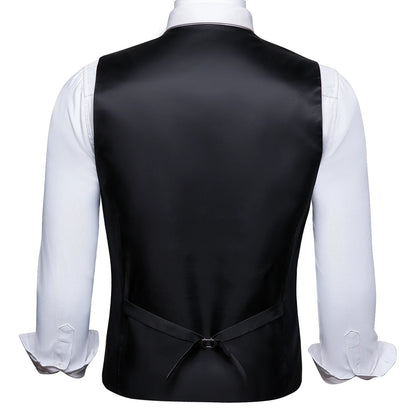 100 Colors Men Vest Tie Hanky Cufflinks Set Waistcoat Paisley Floral Jacquard Sleeveless Jacket Wedding Business