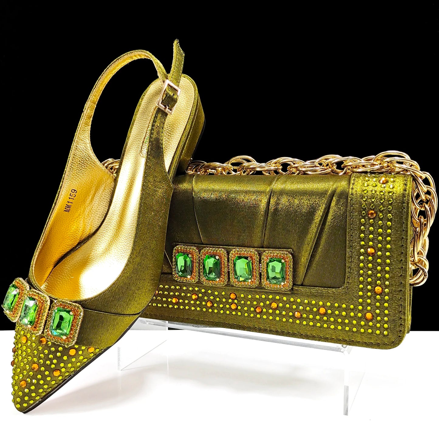 Mature Ladies Style Peep-Toe Heels & Rectangular Bag Set Nigerian Party Shoes and Bag –Comfortable Women's Shoes