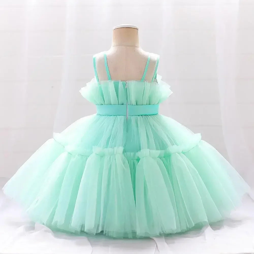 Baby Yellow Dress For Girls Kids Wedding Bridesmaid Dresses Toddler Tulle Birthday Princess Party Dress Infant Outfits Vestidos