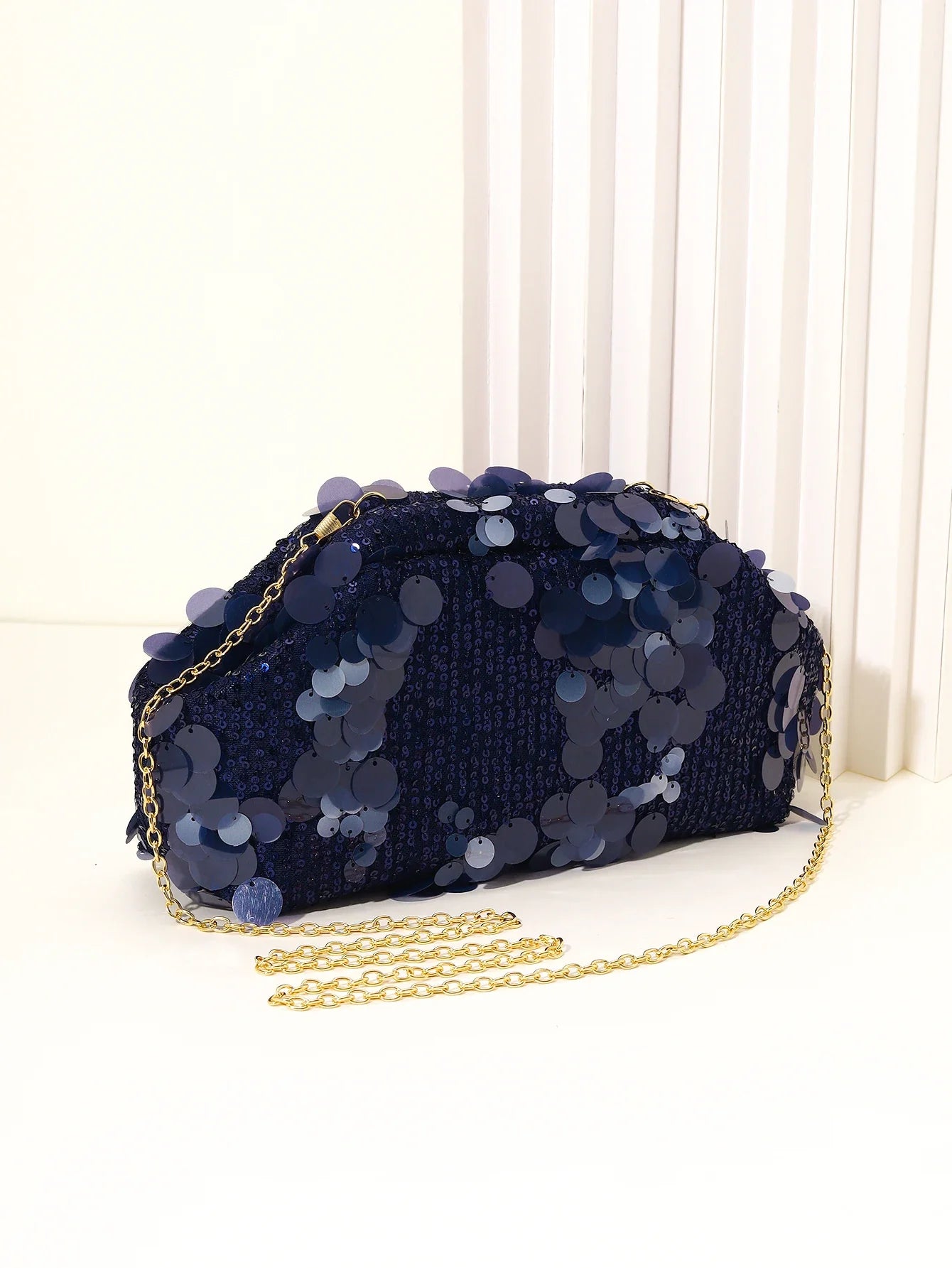 Dinner bag Fashion sequin messenger bag Women's simple handbag, large sequin clutch bag Versatile chain shoulder messeng  bag