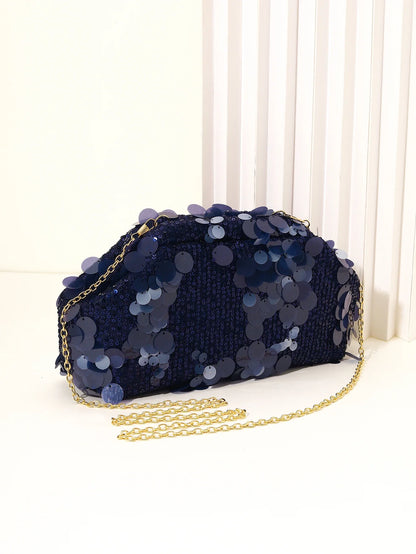 Dinner bag Fashion sequin messenger bag Women's simple handbag, large sequin clutch bag Versatile chain shoulder messeng  bag