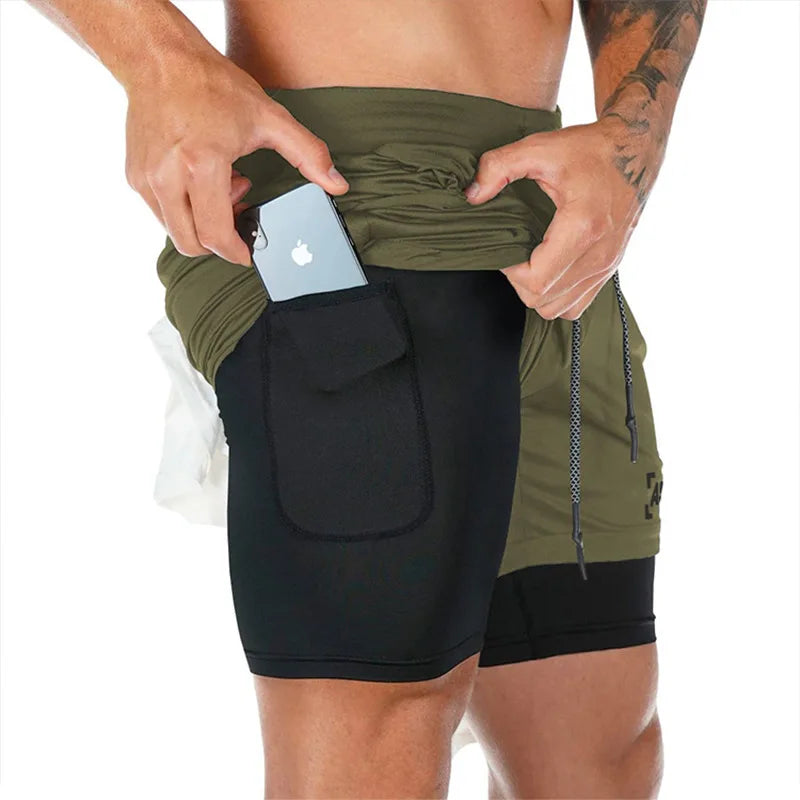 Men's Summer Quick Dry Running 2 in 1 Shorts Sports Jogger Short Pants Male Gym Fitness Workout Sweatpants Plus Size M-5XL