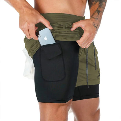 Men's Summer Quick Dry Running 2 in 1 Shorts Sports Jogger Short Pants Male Gym Fitness Workout Sweatpants Plus Size M-5XL