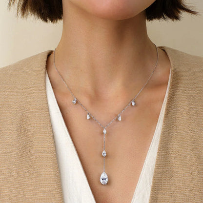 11.5carat Waterdrop All Moissanite Pendant Neclace with Certificates 925 Silver Pear Cut Diamond Long Tassel Neckchain for Women