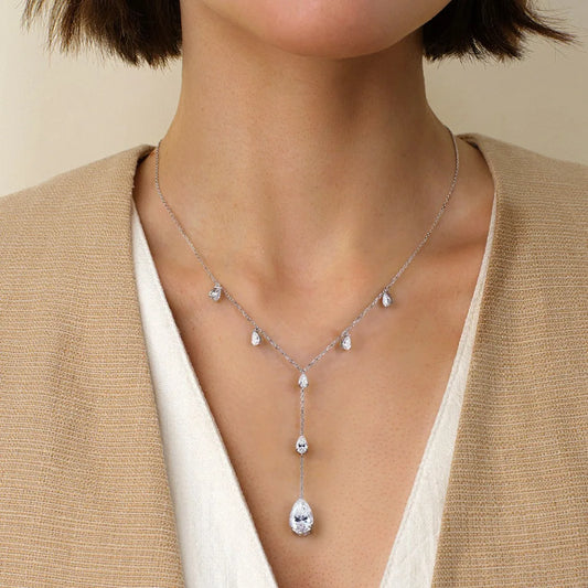 11.5carat Waterdrop All Moissanite Pendant Neclace with Certificates 925 Silver Pear Cut Diamond Long Tassel Neckchain for Women