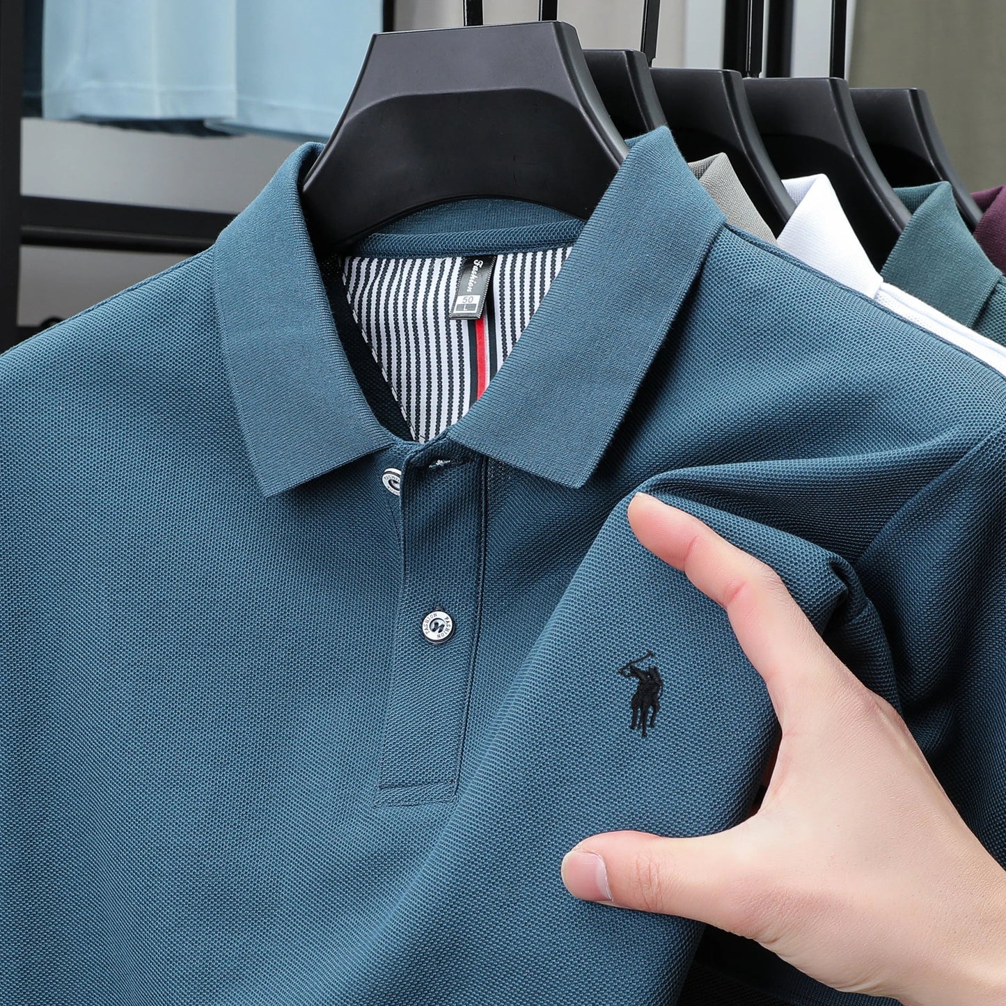 100% pure cotton men's short sleeved summer new golf lapel polo shirt, high-quality designer customized embroidered T-shirt