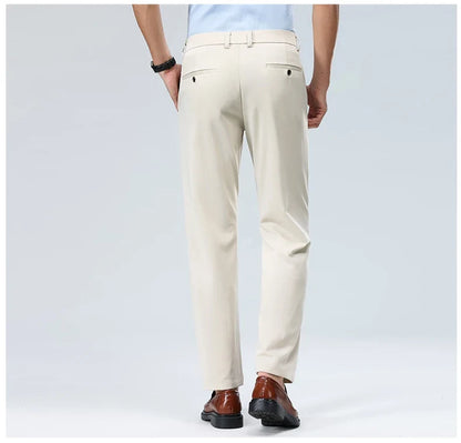 Men Suit Pants Light Thin Elastic Slim Fit Dress Pants Business Solid Casual Straight Leg Trouser Men Clothing Oversize 29-42