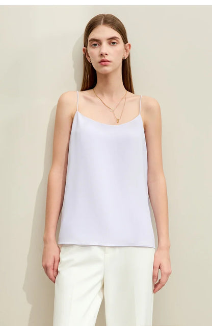 Minimalism Camis For Women 2025 Autumn New Commuter Straight Solid Halter Chiffon Female Comfortable Casual Tanks 12411011