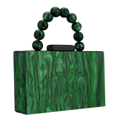 Beading Handbag Marble Acrylic Luxury Box Clutch Evening Bags Wedding Party Chain Shoulder Bag Dinner Dress Purse Festival Gift
