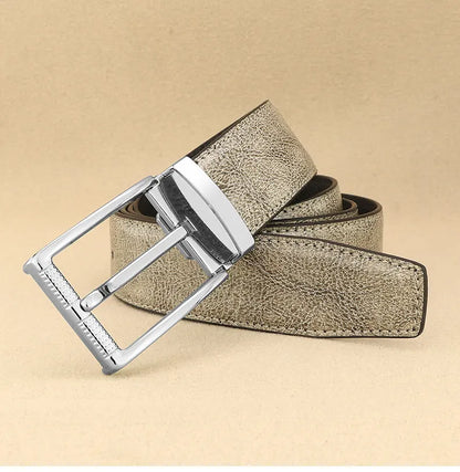 Designer Pin Buckle Gray Genuine Leather Men Belt Famous Brand Fashion Light  Luxury Strap Casual Young Cowboy Ceinture Homme