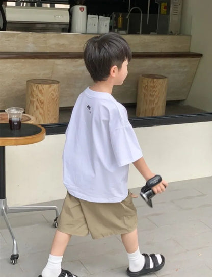 2026 New Boys' Summer 100% Cotton T-Shirt Loose Fit Short Sleeve Baby Top for Kids Stylish Trendy Kids' Clothing